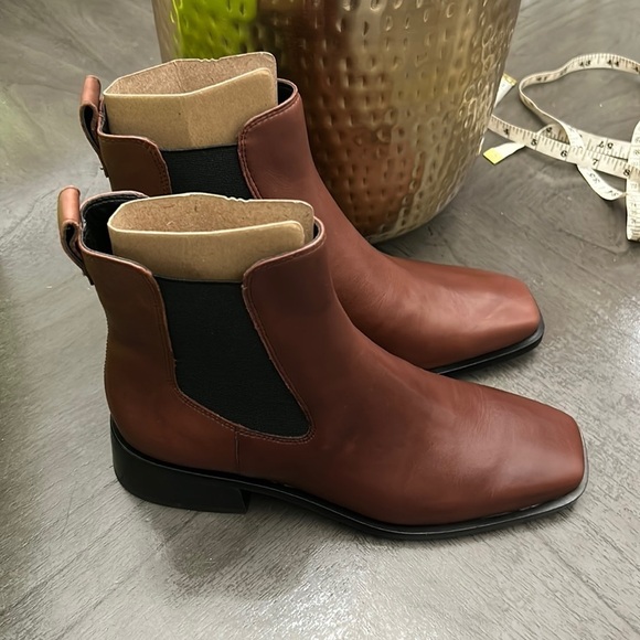 Sam Edelman Womens Thelma Leather Square Toe Ankle Boots - Picture 2 of 10